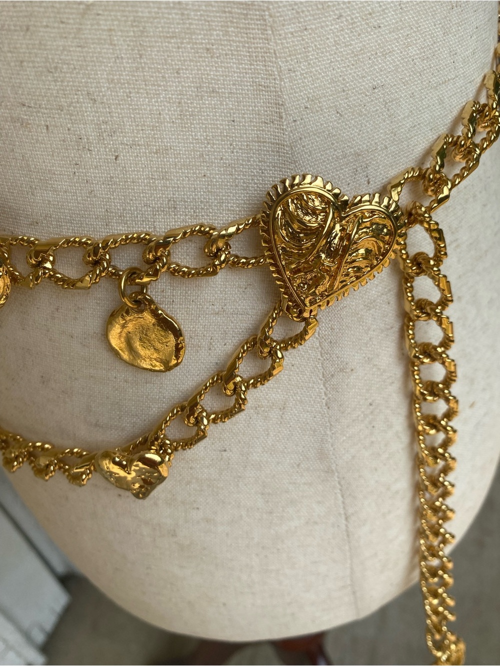 Custom Made Gold Heart Charm Chain Belt - Picture 6 of 10